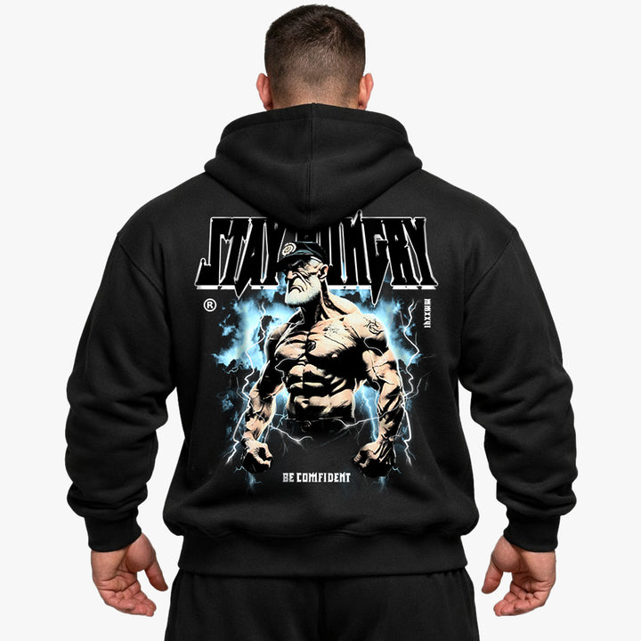 Blijf hongerig Oversized hoodie (achterafdruk).